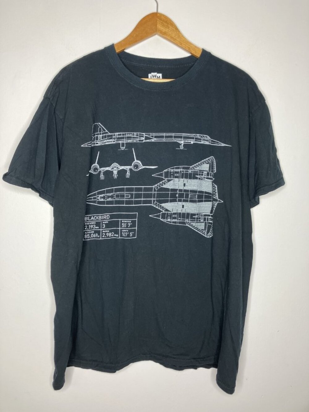 IWM Imperial War Museums SR-71 Blackbird Blueprint T-Shirt Men's 2XL Black